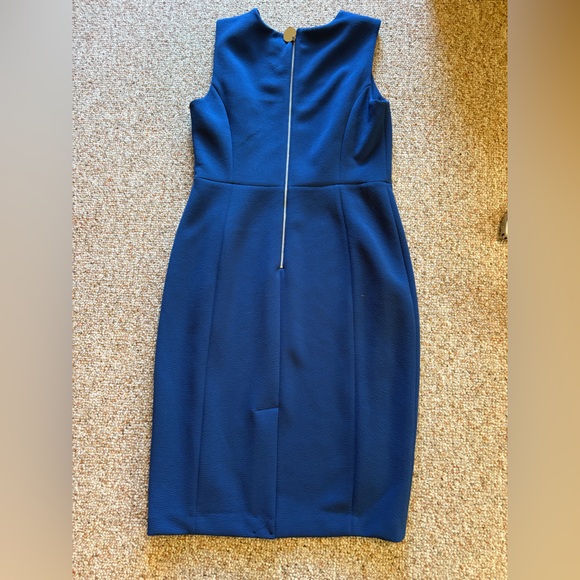 Calvin Klein Sleeveless Sheath Dress Size 12 Blue with Silver Zipper Sleek - Picture 10 of 12